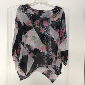 Asymmetrical sheer shirt